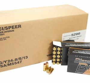 9mm 9×19 Ammo 115gr FMJ CCI Blazer Brass (5200) 1000 Rounds