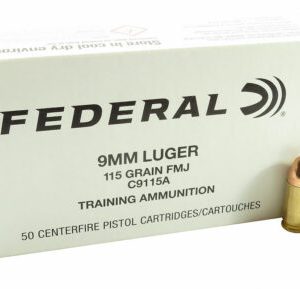 9mm 9×19 Ammo 115gr FMJ Federal Training Ammo (C9115A) 500 Rounds