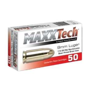 Maxxtech 9mm Ammunition 1000 rounds Box Brass casing