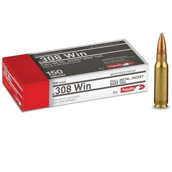 Aguila 308 Winchester Ammo 150 Grain Full Metal Jacket - 20 Rounds